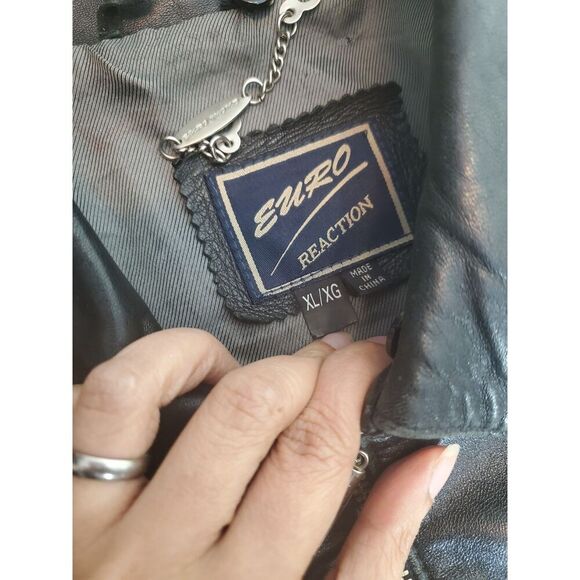 Vintage Leather Jacket Euro Reaction XL Black Men's - Picture 4 of 8